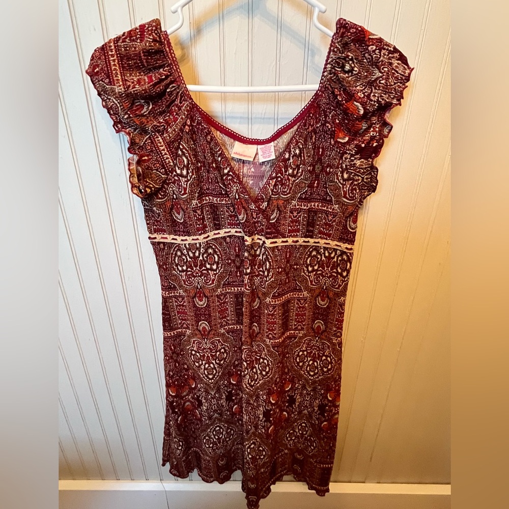 Xhilaration Burgundy Paisley Dress